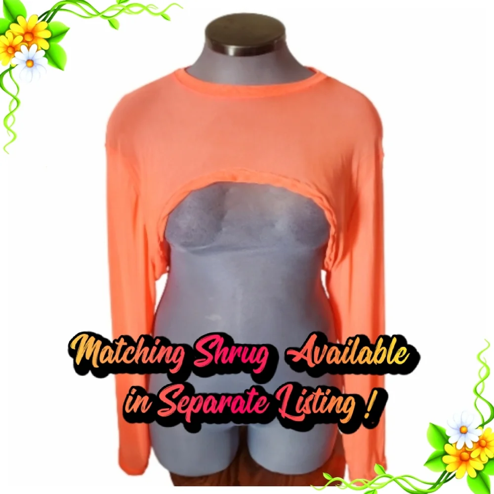NEON ☆ SHEER ORANGE ☆ ROUCHED SKIRT/SWIM COVER-UP ☆ 4x ☆ NWOT - Picture 7 of 10